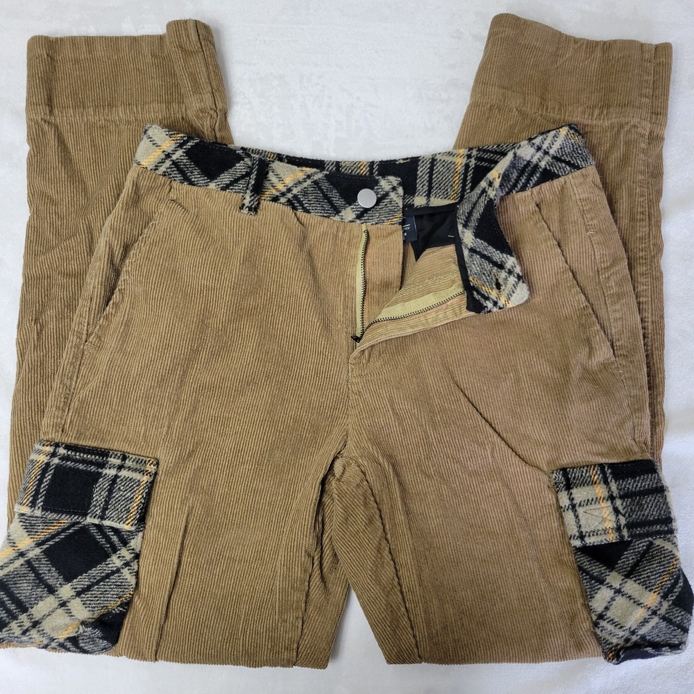 WESC We Are The Superlative‎ Conspiracy Corduroy Cargo Pant 29x32 Tan Plaid
